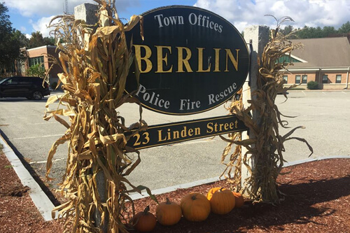 berlin-ma Town Offices sign at Berlin, Massachusetts
