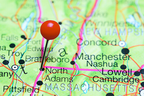 north-adams-ma North Adams, Massachusetts located on a map