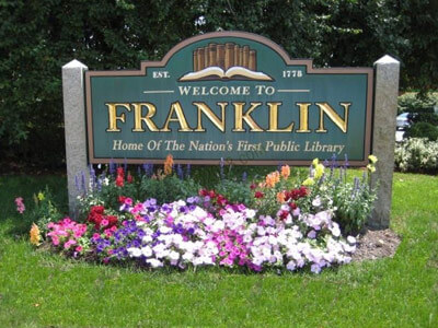 Franklin Image Welcome to Franklin, Massachusetts sign