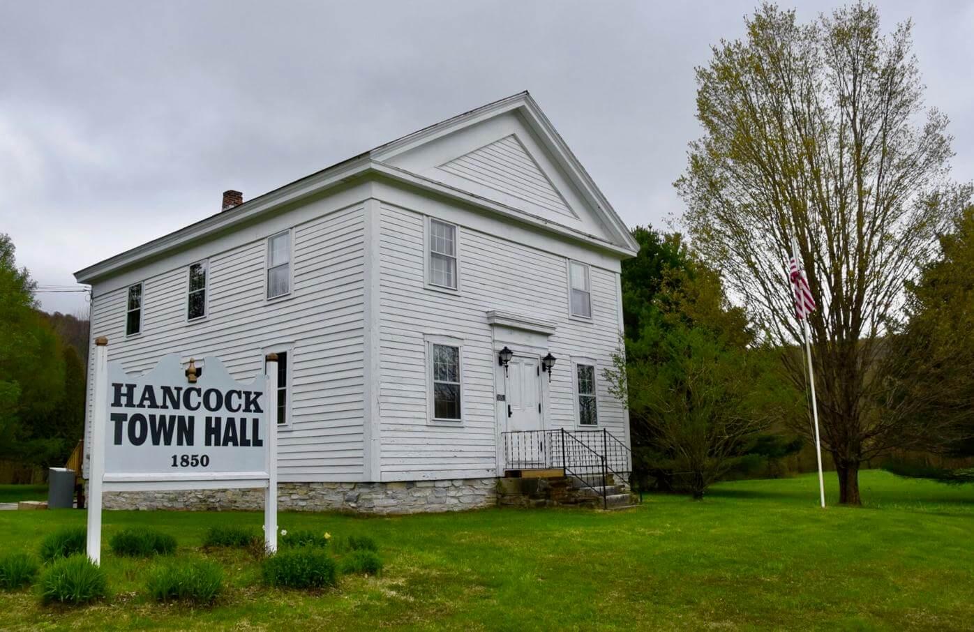 Hancock Town hall Nipmuc Pond in Mendon, Massachusetts